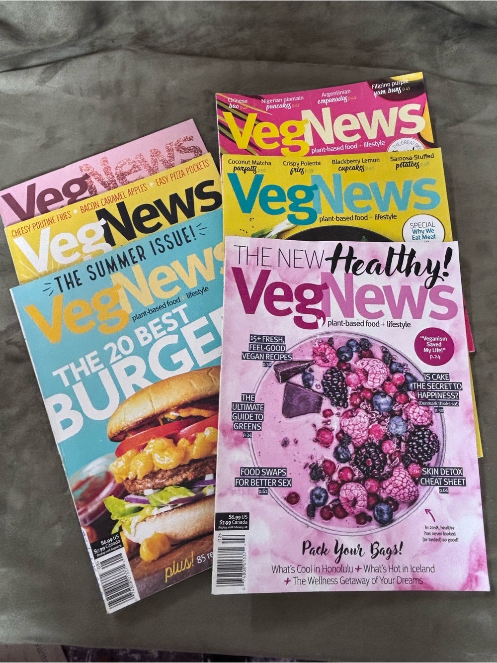 BUNDLE of 6 VegNews Magazine 2018 FULL-YEAR SET -6 Issues Plant Based Lifestyle